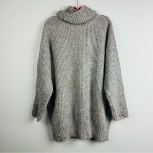 Osklen Cozy Gray Turtleneck Sweater with Knitted Texture Distressed Size Small